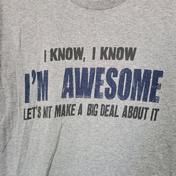 I Know I'm Awesome Grey Short Sleeve T-shirt Unisex Medium Delta Pro Weight - Picture 2 of 5